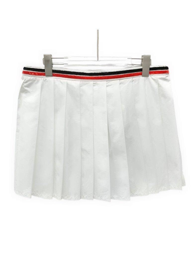 Miu Miu 2022 White Pleated Cotton Mini Skirt
